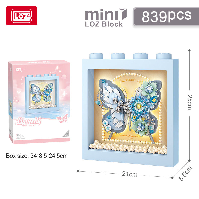 LOZ Blue Butterfly Flowers Frame 1961