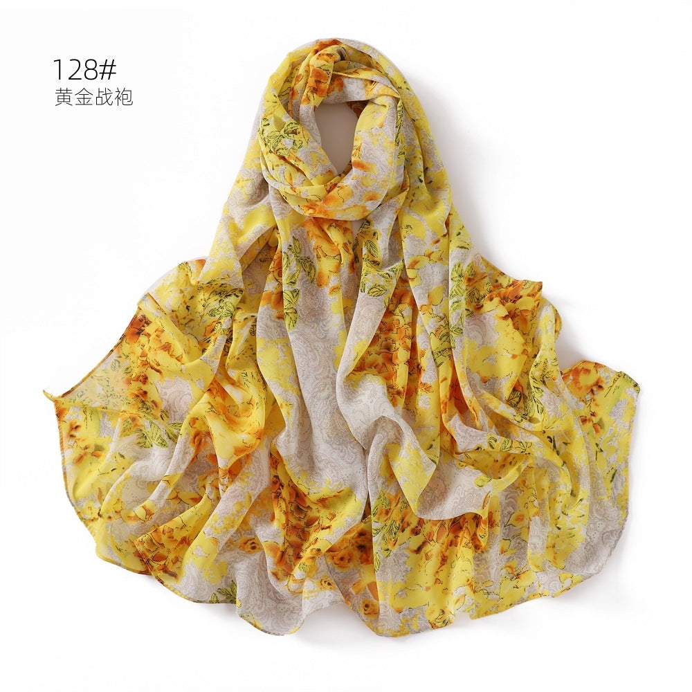 Versatile Chiffon Scarf - Lightweight Printed Shawl & Wrap