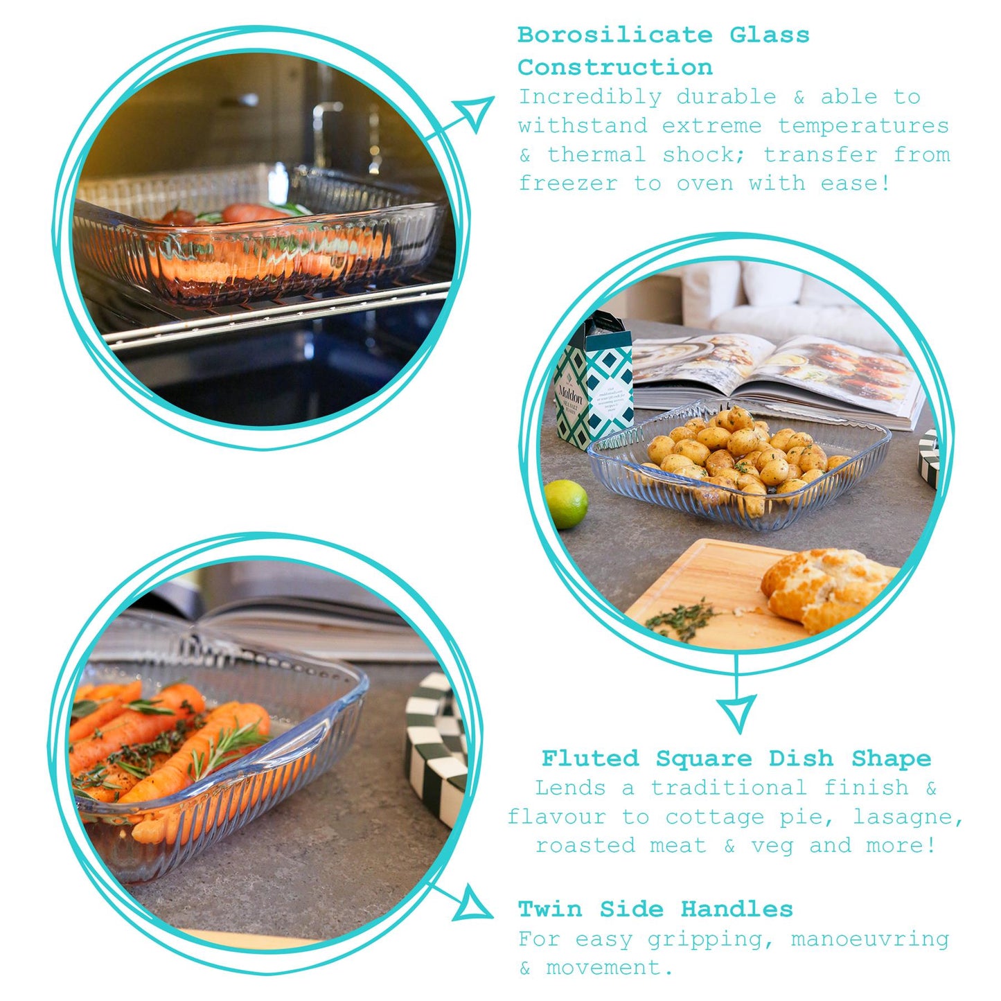 Optical Square Glass Oven Dish - 24cm x 21cm
