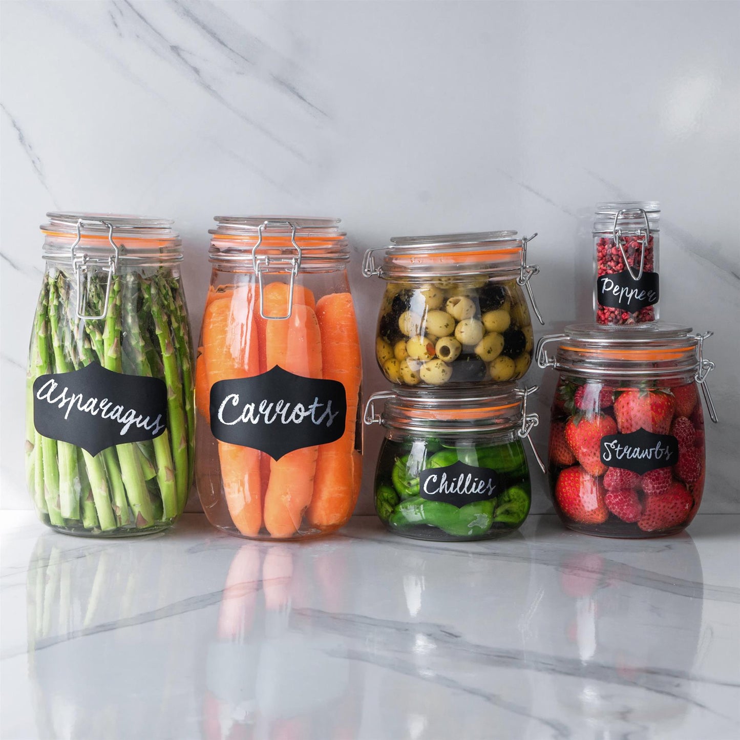 1L Air tight Classic Glass Storage Jar + Four Free Coloured Seals