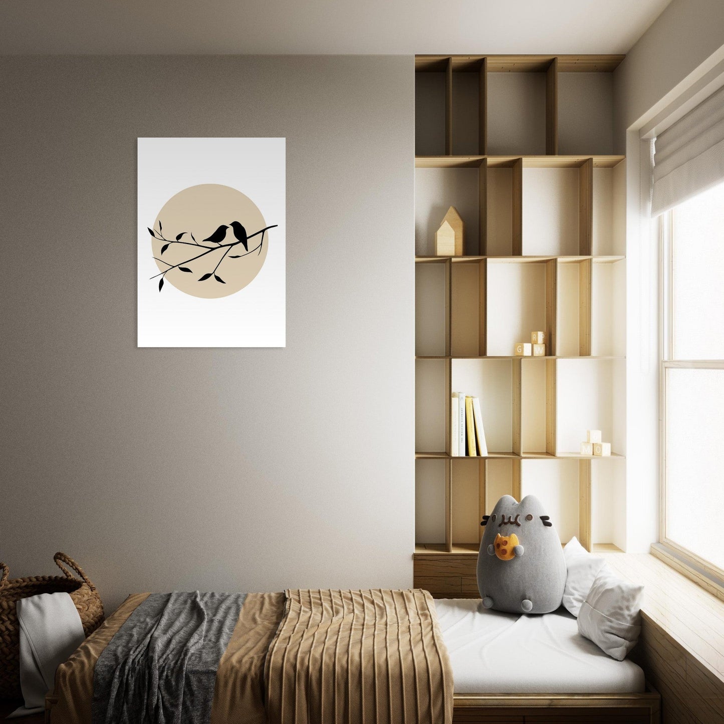 Bird Silhouette Poster – Minimalist Wall Art with Setting Sun | Nature Decor Gift
