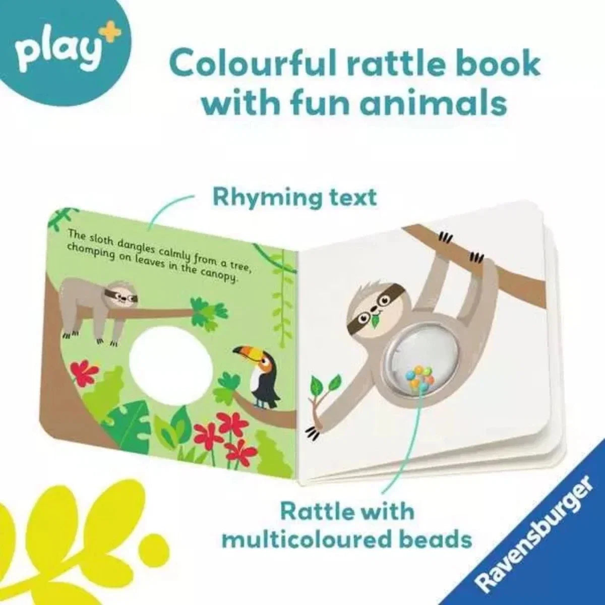 Play+ Ready Steady Shake Rattle Book - First Animals