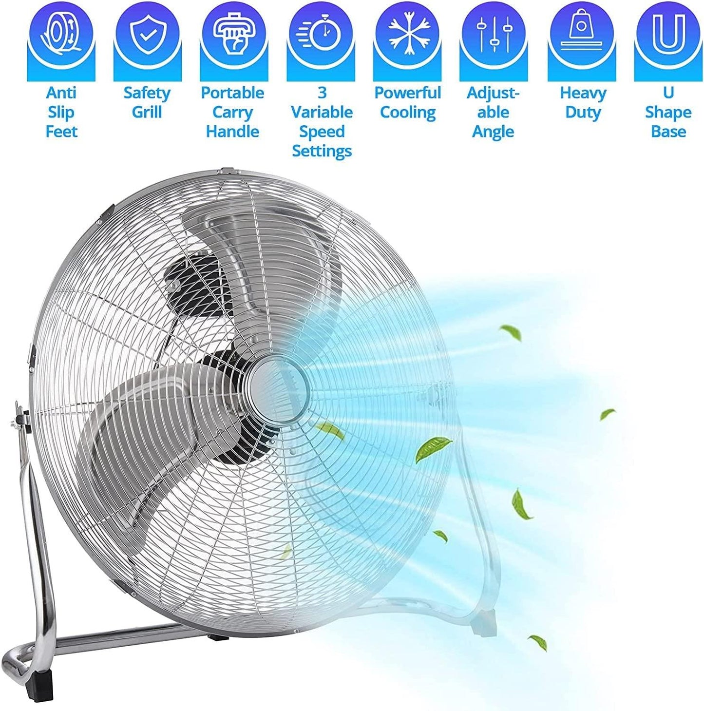 Chrome Floor Fan for Homes, Gyms, Bedrooms & Kitchens