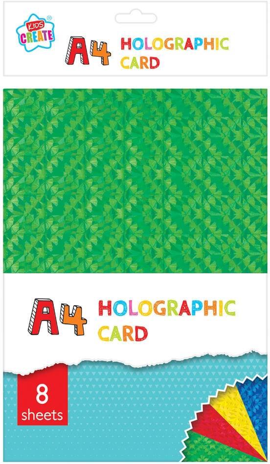 Children's Pack of 8 Colourful A4 Holographic Craft Card Sheets