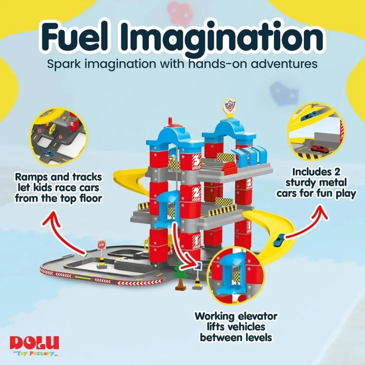 Dolu 3 Level Garage with Lift Playset