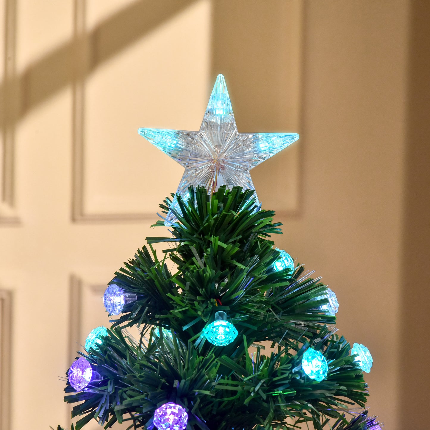 4FT PreLit Artificial Christmas Tree Fibre Optic Deco LED Light Xmas Deco Green