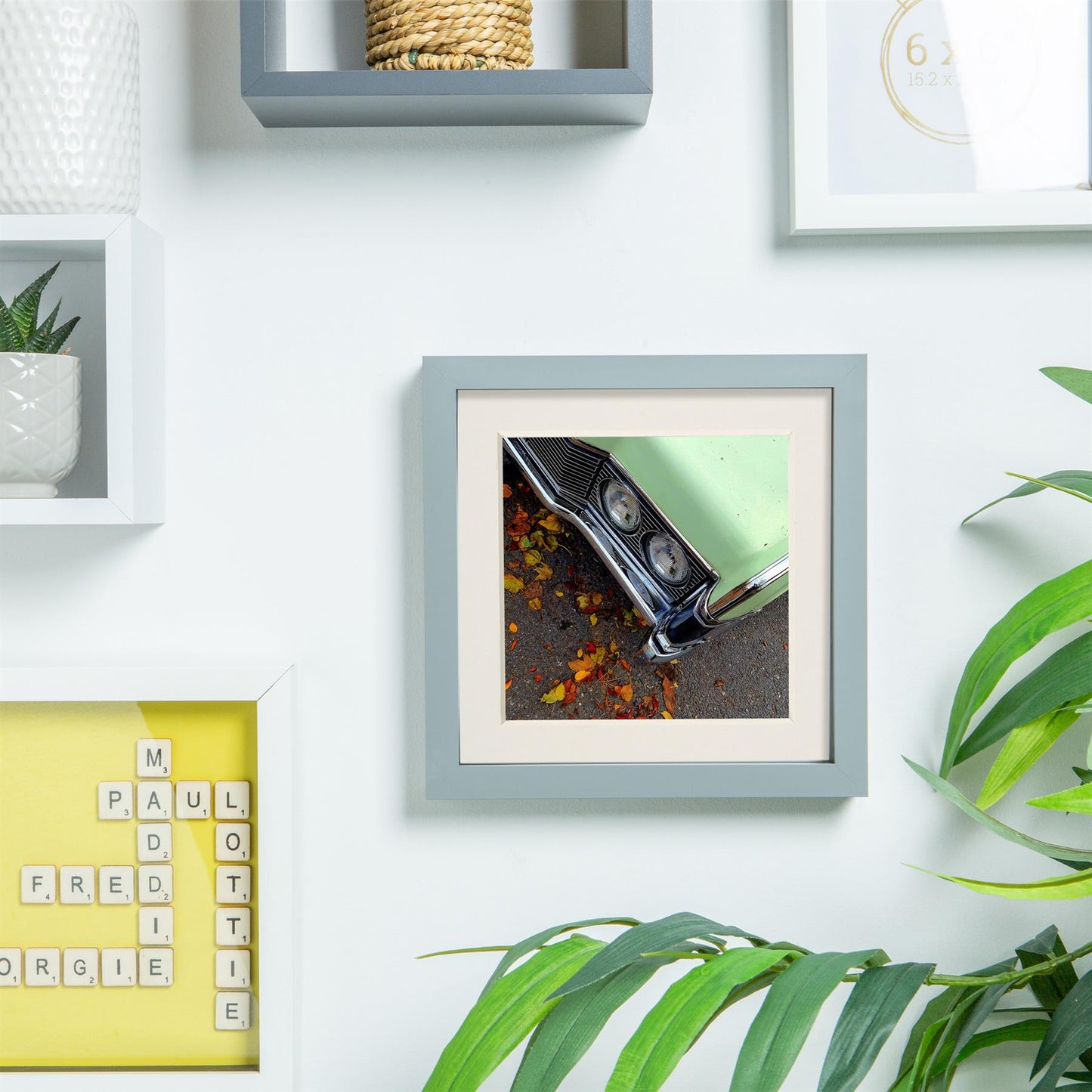 Grey 6" x 6" 3D Box Photo Frame with 4" x 4" Mount