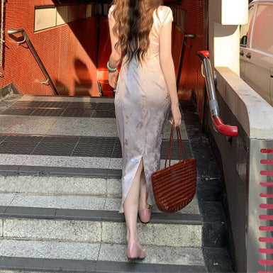 Women's Retro Casual Elegant Jacquard Cheongsam Dress