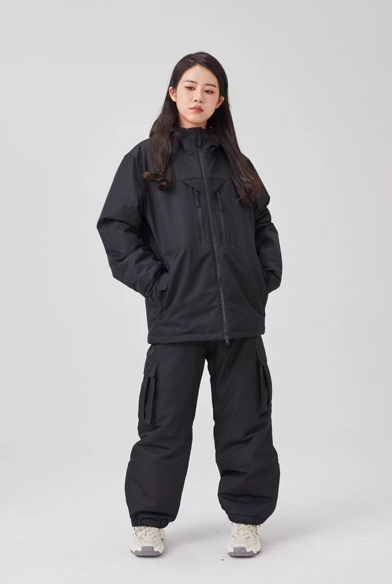 White Padded Waterproof Modest Biker Suit - Loose-Fitting Outdoor Top & Pants