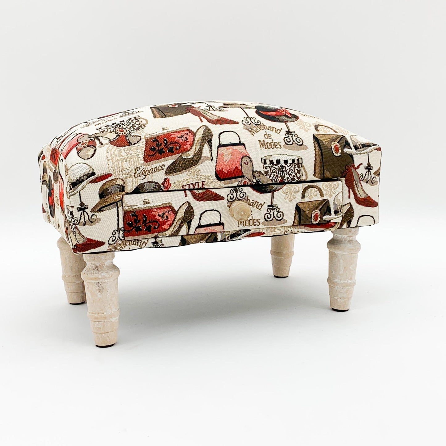 LADIES FABRIC FOOTSTOOL WITH DRAWER