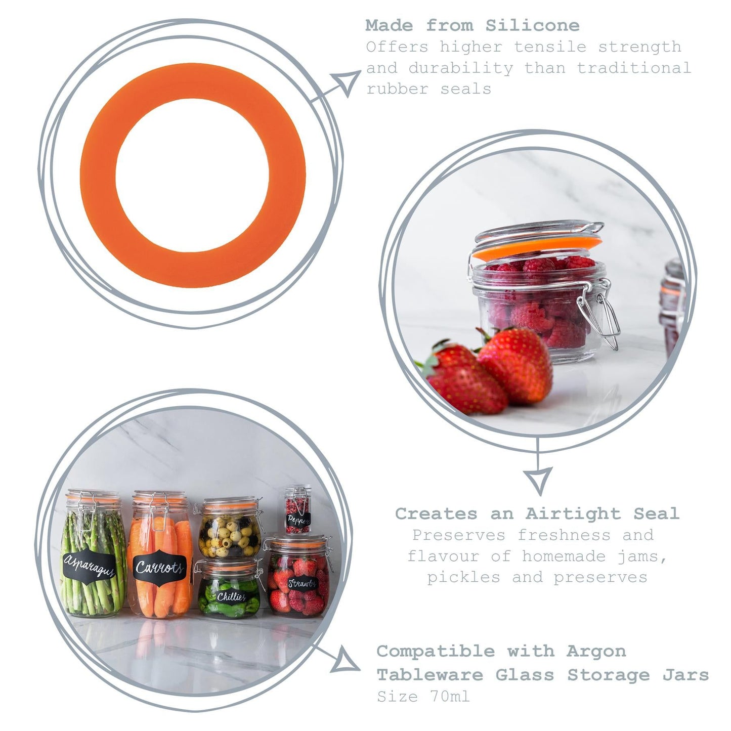 Small Glass Storage Jar Seals - Pack of Six
