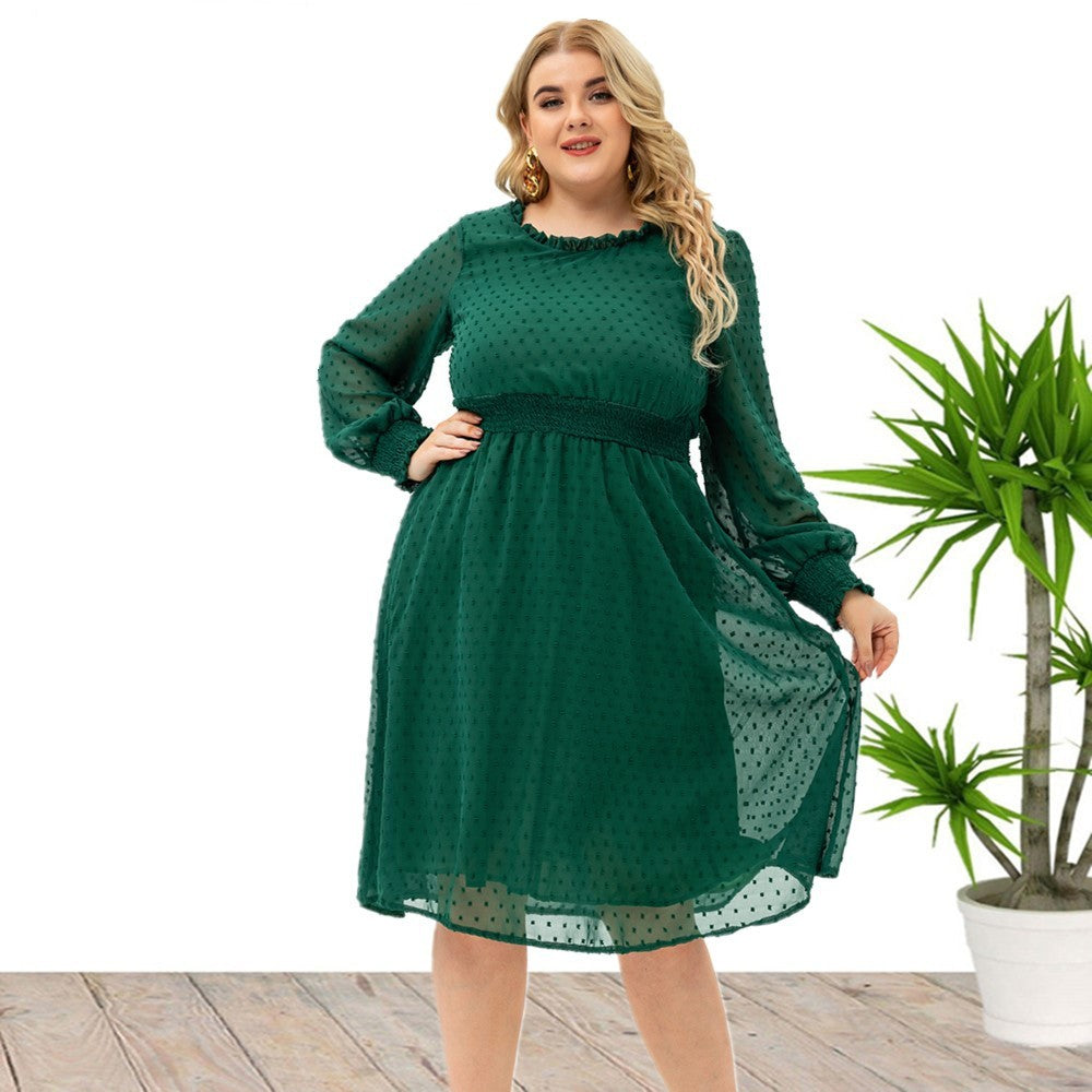 Women's Floral Cutout Chiffon Elegant Long Sleeve Fashion Dress
