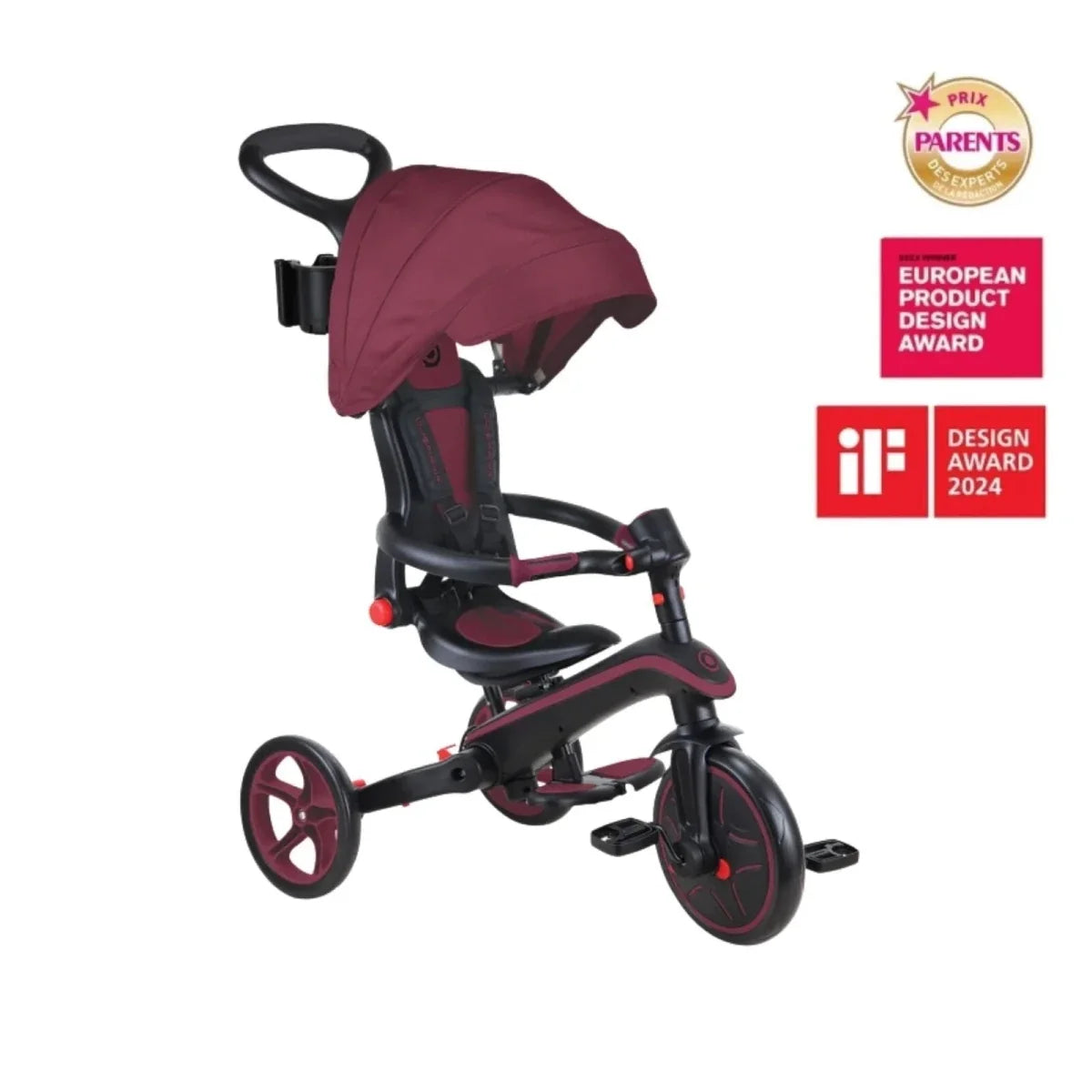 Globber 4-in-1 Explorer Trike Foldable - Burgundy