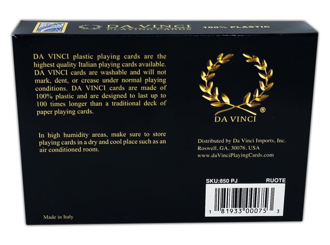 DA VINCI Ruote 100% Plastic Playing Cards – 2-Deck Poker Size with Hard Shell Case