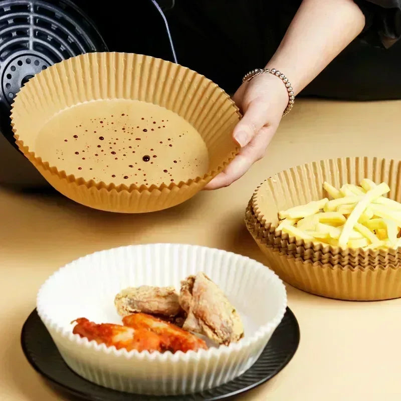 50pcs/set Air Fryer Disposable Paper Parchment Wood Pulp Steamer Cheesecake Air Fryer Accessories Baking Paper For Air Fryer