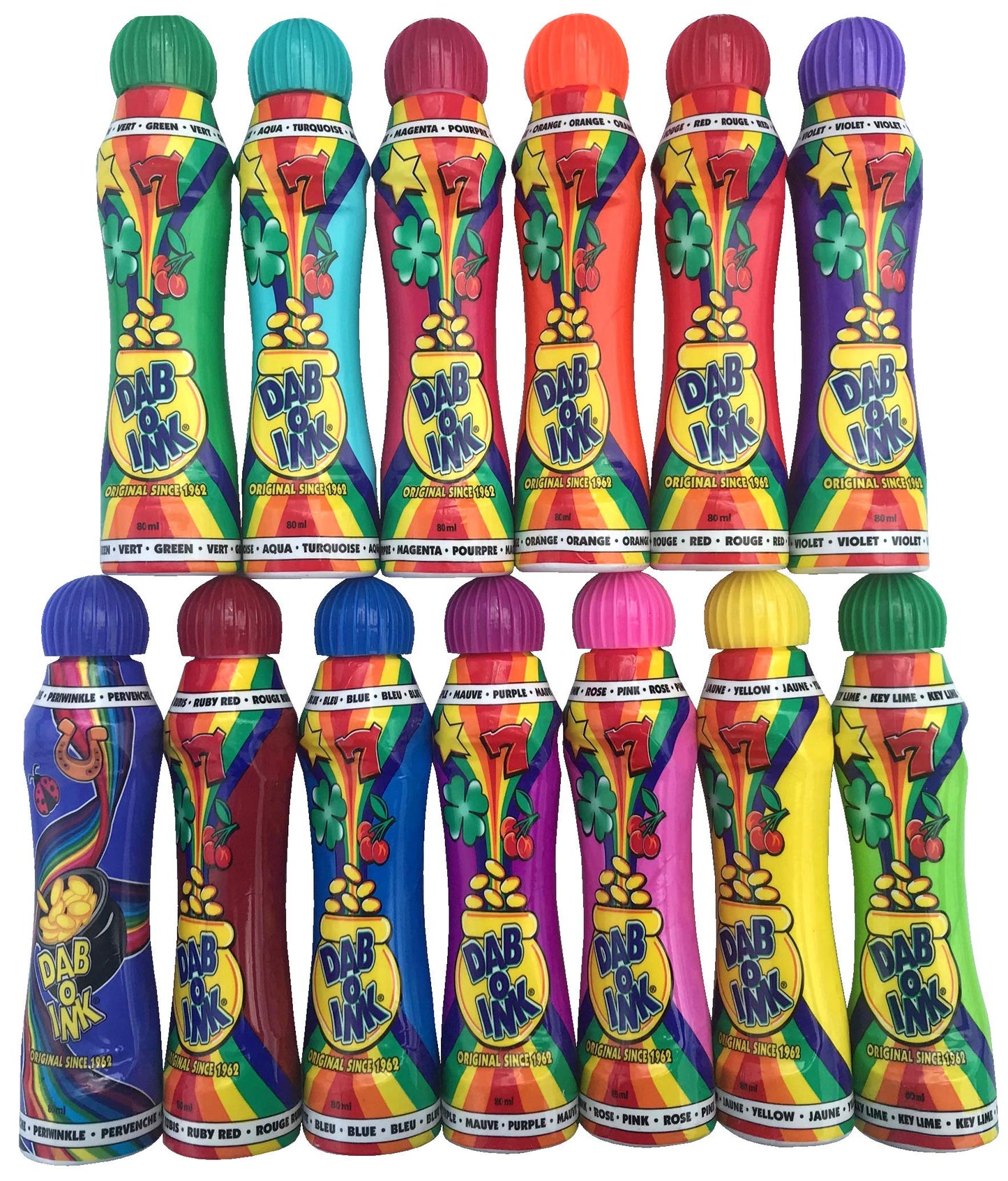 Dab-O-Ink 3oz Bingo Daubers – 24ct Mixed Colors (13 Colors)