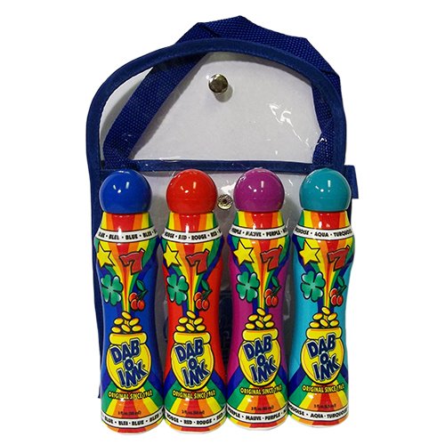 Dab-O-Ink 3oz Gift Pack of Bingo Daubers – Four Colors with Vinyl Case