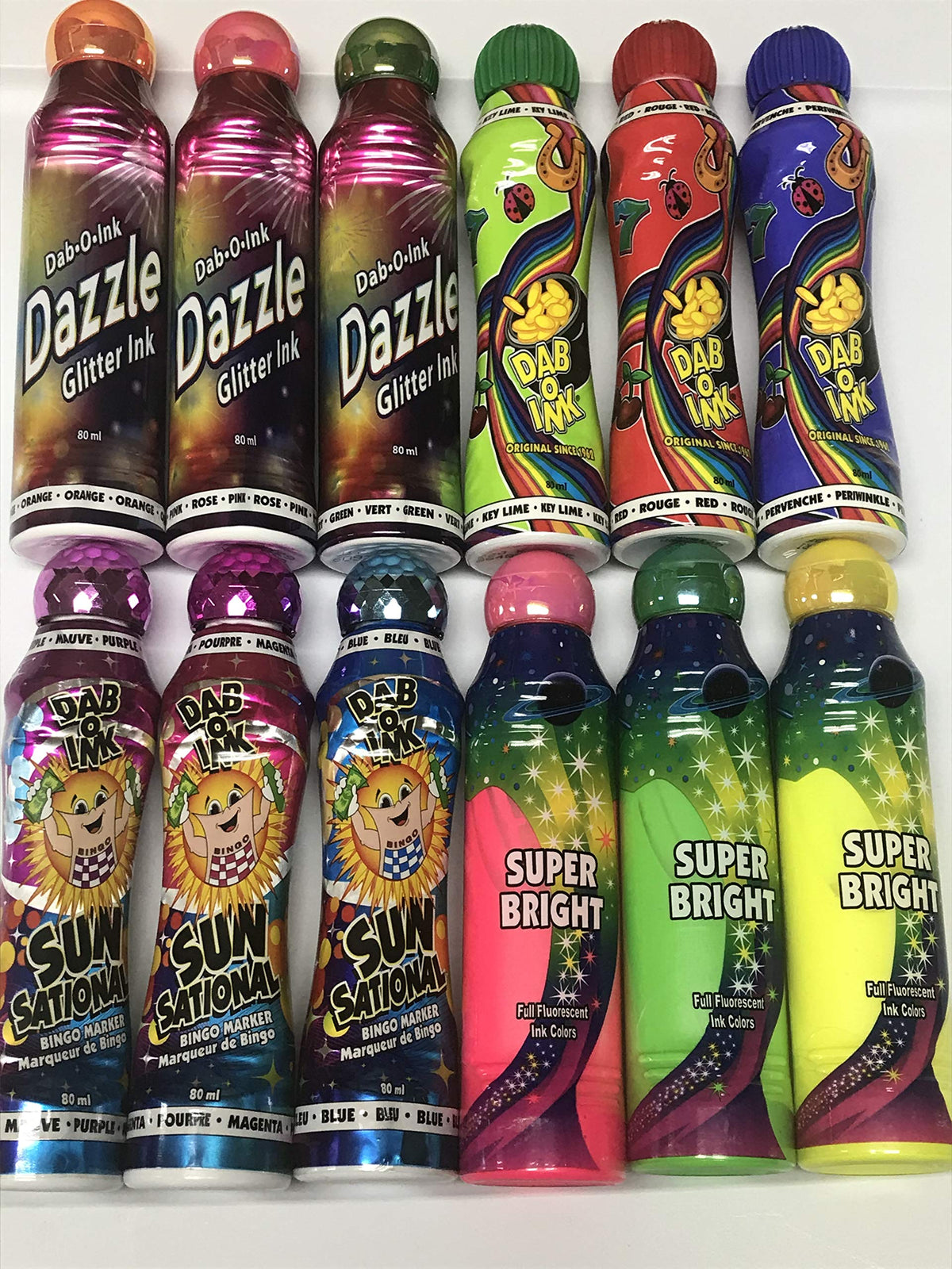 Dab-O-Ink Variety Pack 3oz (12 Pack) – Colorful Bingo Daubers by Dab-O-Ink | Made in USA