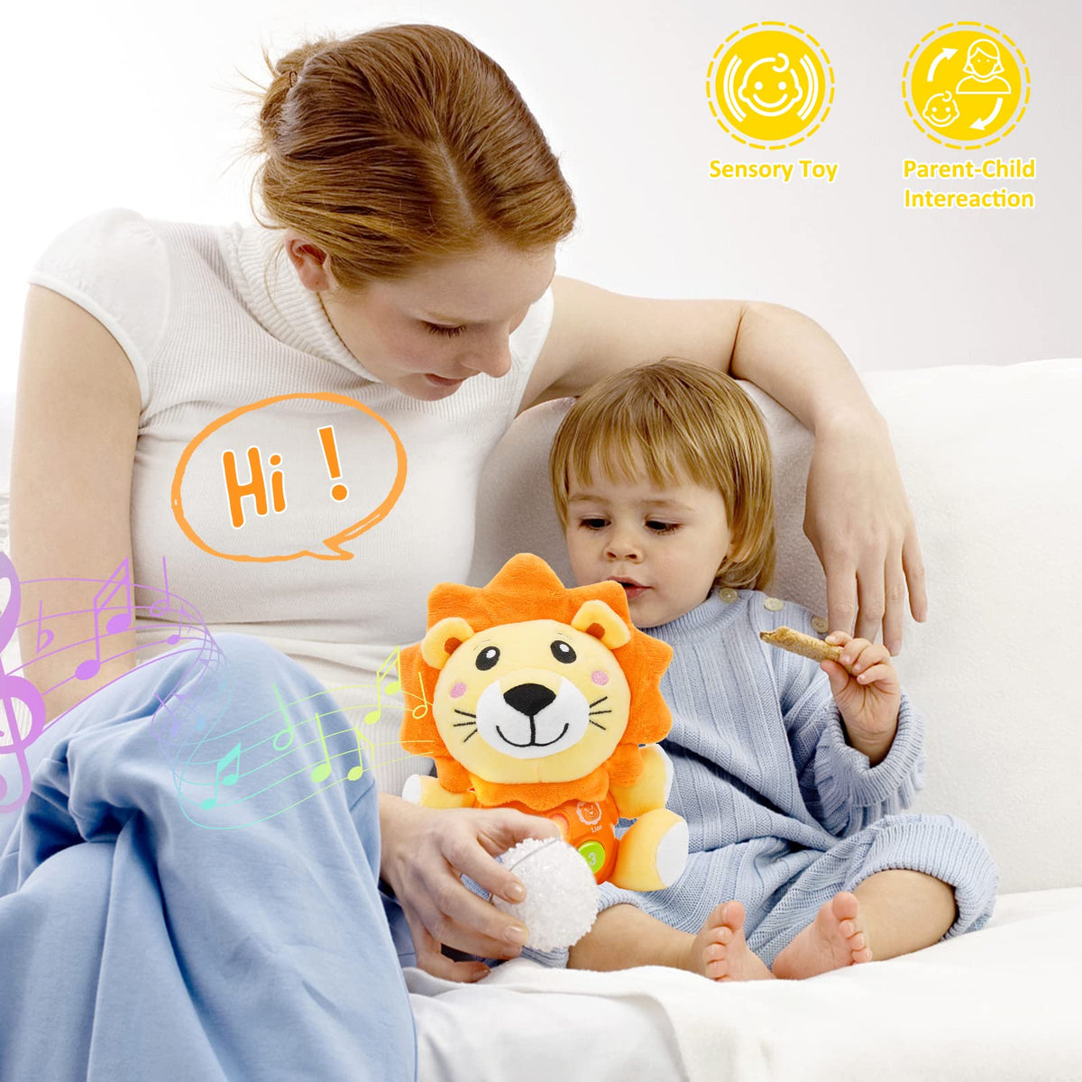 Daboot Musical Lion Plush Toy for Babies 6-12 Months | Soothing Sound & Lights
