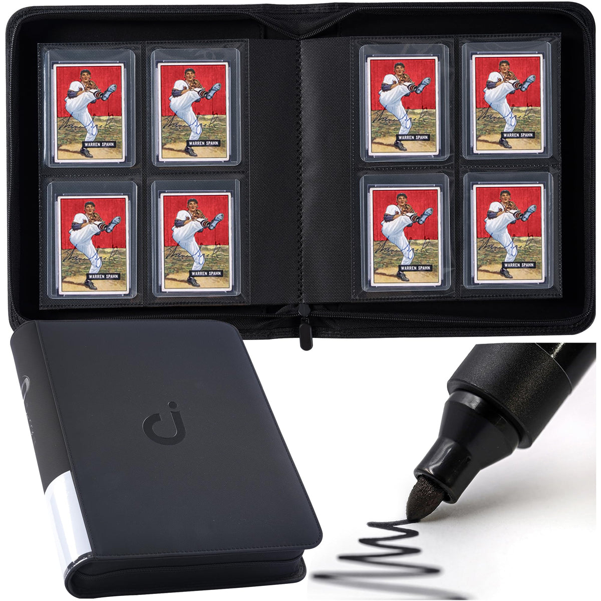 Top Loader Binder by D DACCKIT — 128 Cards, 4-Pocket 3x4 Card Holders, Classic Black