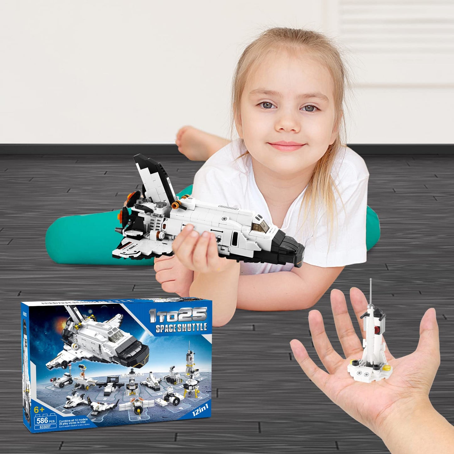 DADMCFD Space Shuttle Building Kit – 25-in-1 Aerospace Construction Toy for Kids 6-14