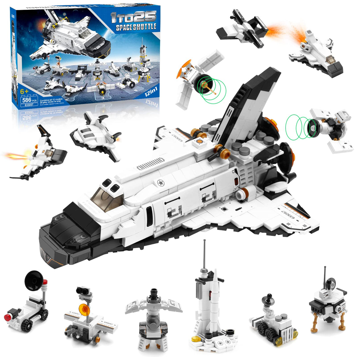 DADMCFD Space Shuttle Building Kit – 25-in-1 Aerospace Construction Toy for Kids 6-14