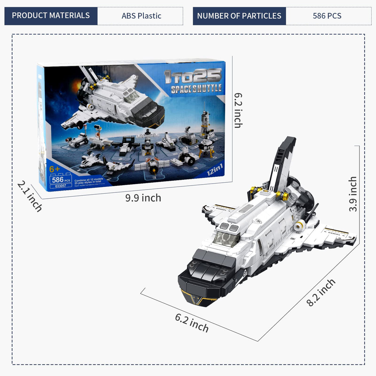 DADMCFD Space Shuttle Building Kit – 25-in-1 Aerospace Construction Toy for Kids 6-14