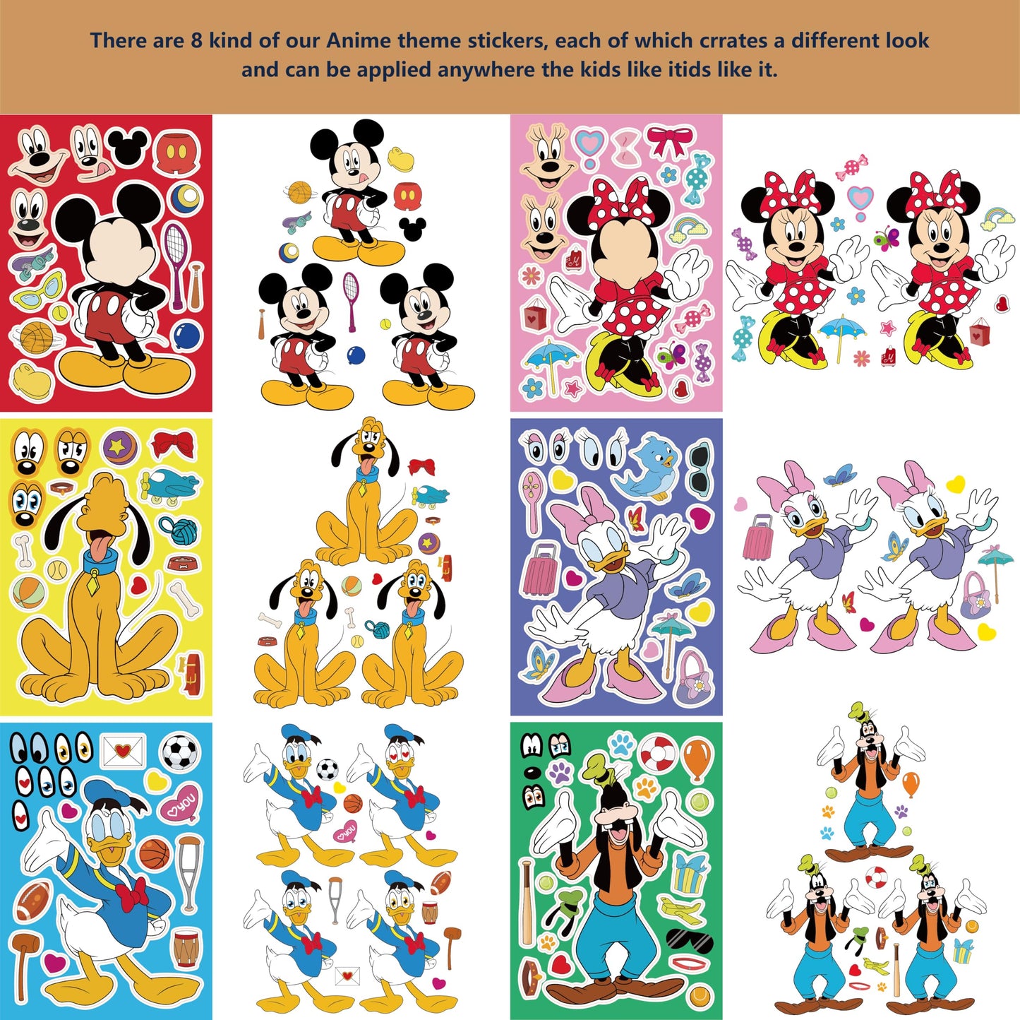 DaeSichi Make-a-face Sticker Sheets – 24 DIY Face Stickers for Parties, Decor & Gifts