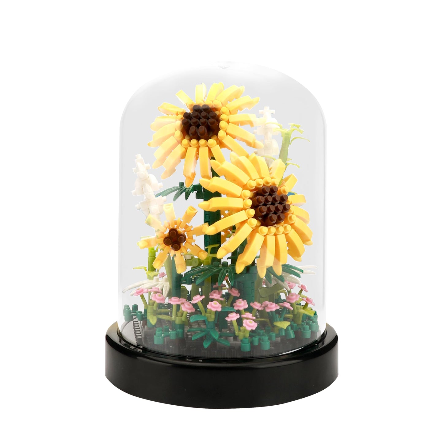 DAFDAG Sunflower DIY Building Blocks Kit – 545 PCS Bouquet for Adults 14+ | Dust Cover & Sturdy Base
