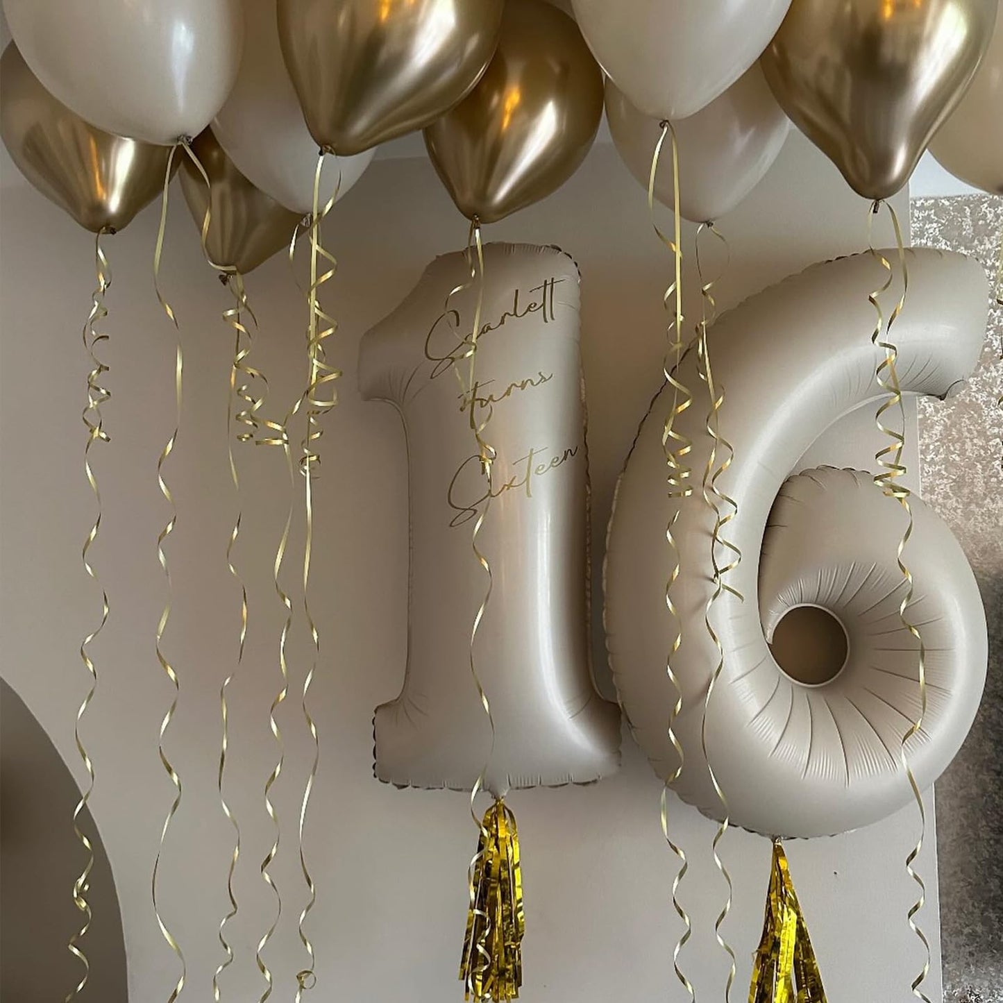 Dagelar Number 6 Beige 40-Inch Cream Foil Balloon – Large Helium Balloon for Birthdays & Events