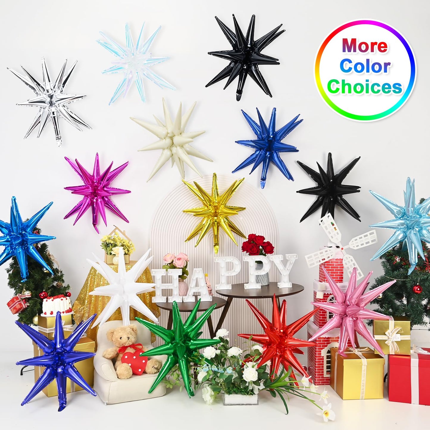 Dagelar 9Pcs Gold Star Balloons – 27in & 22in Explosion Foil Balloons for Parties
