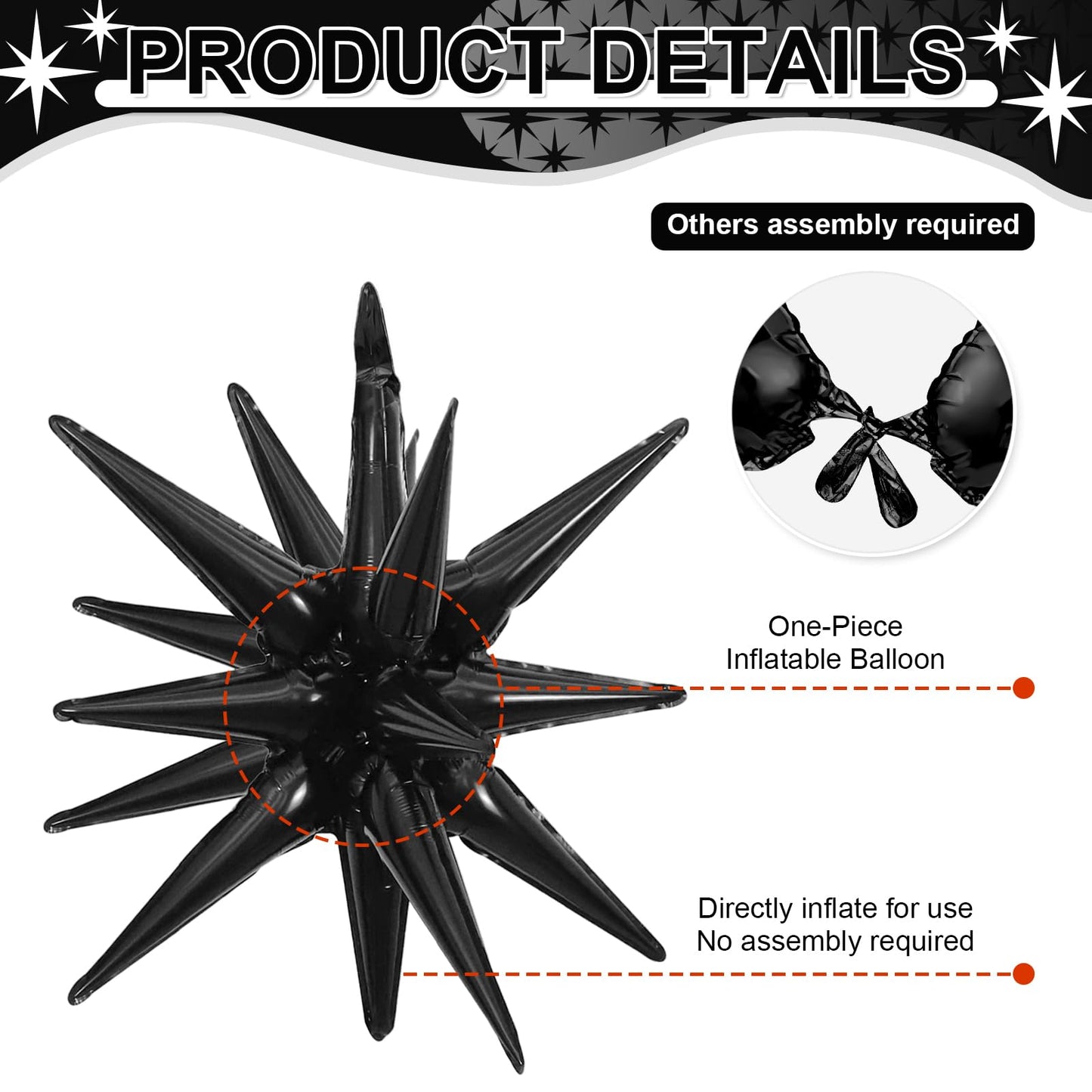 Dagelar 9Pcs Black Star Balloons – 27in & 22in Explosion Foil Balloons
