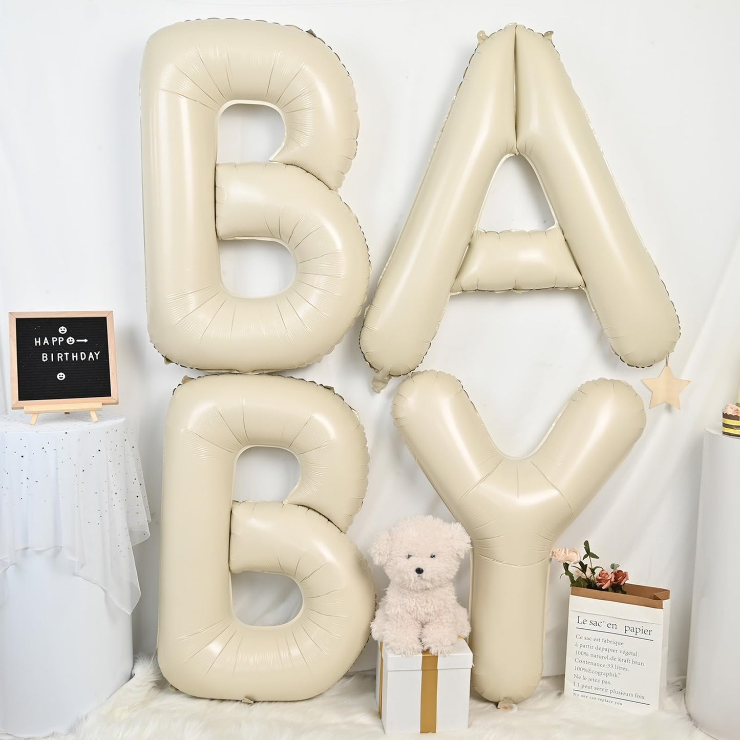 Dagelar Cream U Letter Balloon 40-Inch – Beige U Balloon for Parties