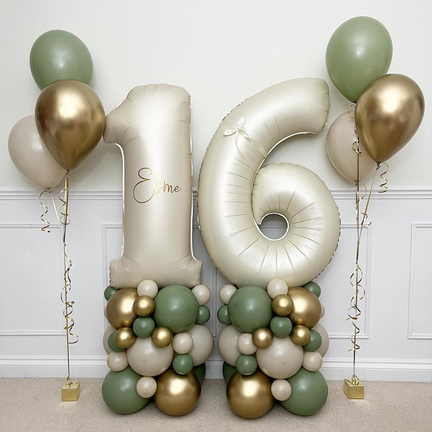 Dagelar Number 6 Beige 40-Inch Cream Foil Balloon – Large Helium Balloon for Birthdays & Events