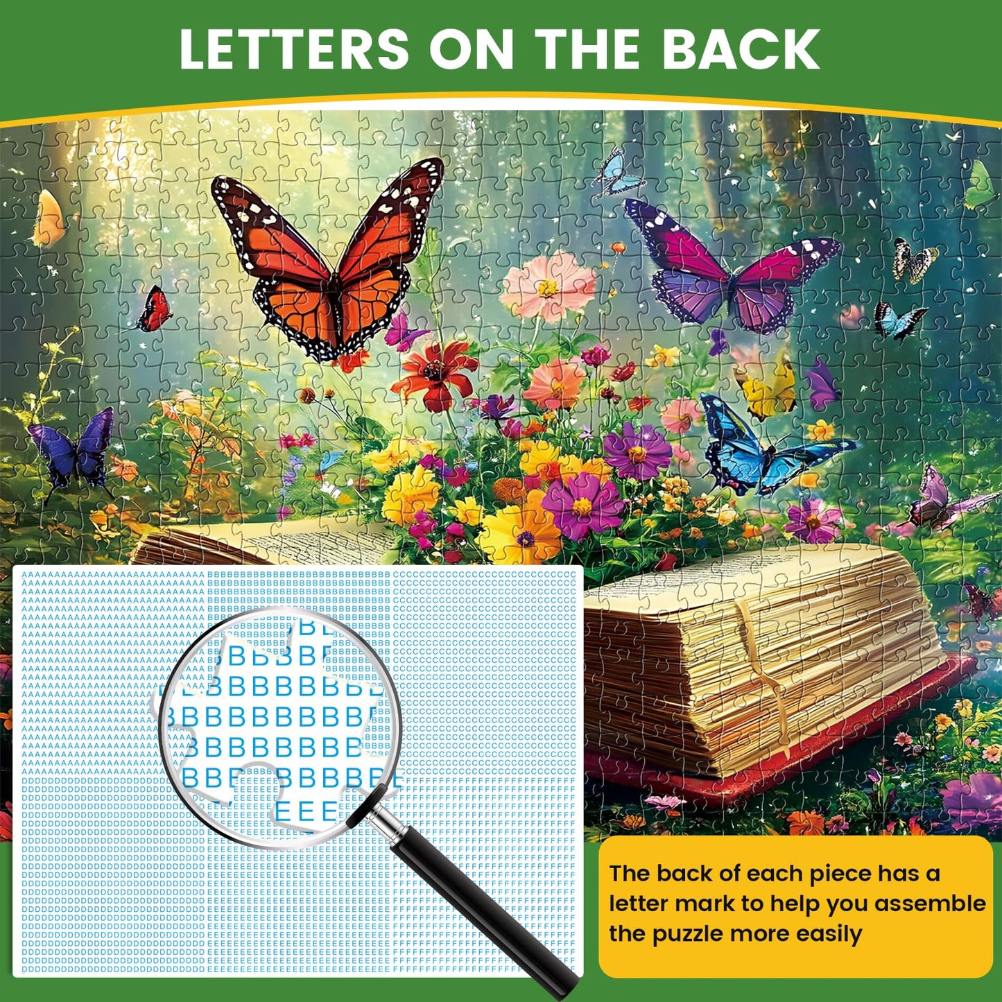 DAGIRT Flowers Book Puzzle 500 Pieces | Recycled Cardboard Jigsaw for Adults (20.5 x 15 in)