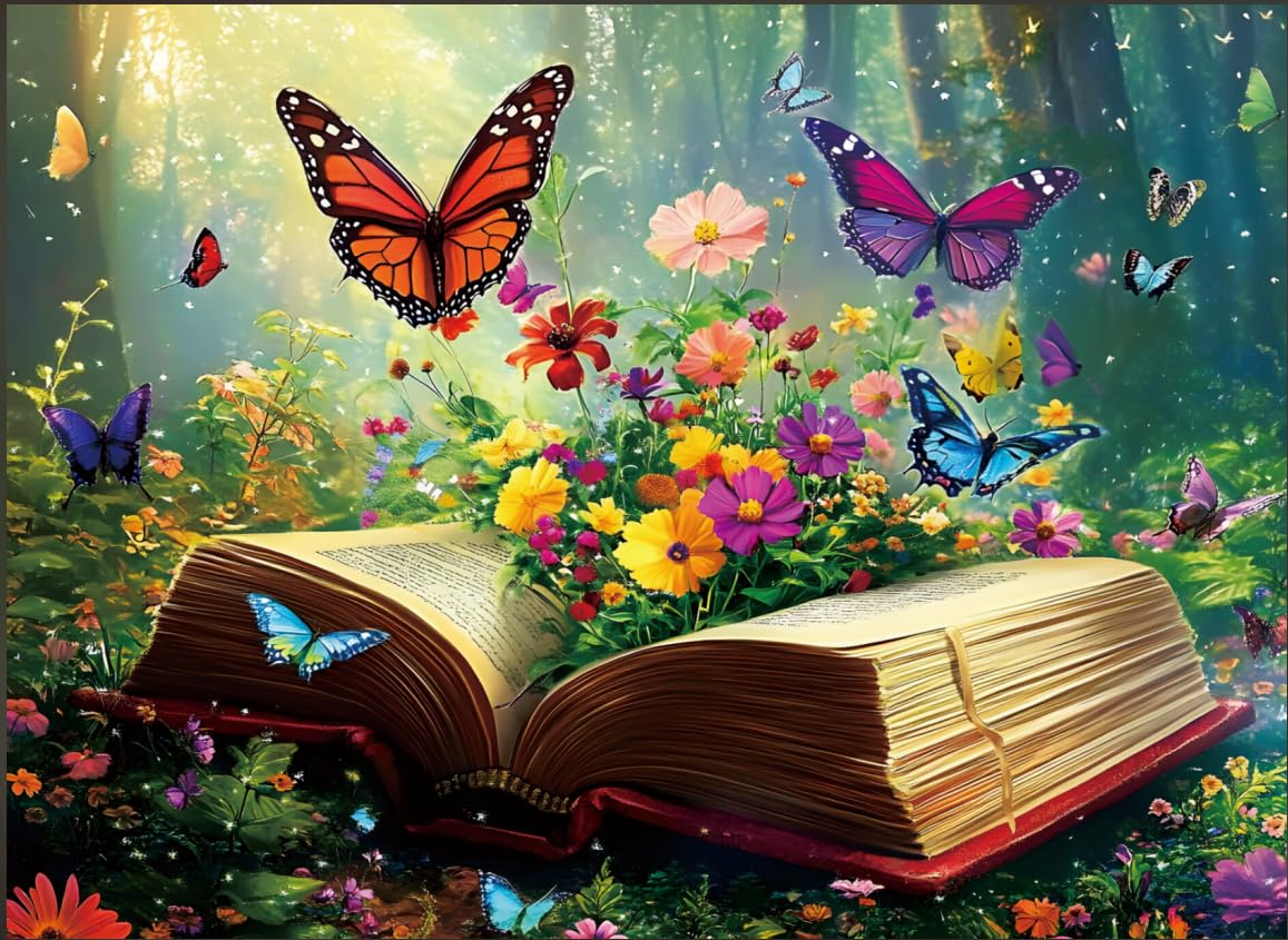 DAGIRT Flowers Book Puzzle 500 Pieces | Recycled Cardboard Jigsaw for Adults (20.5 x 15 in)