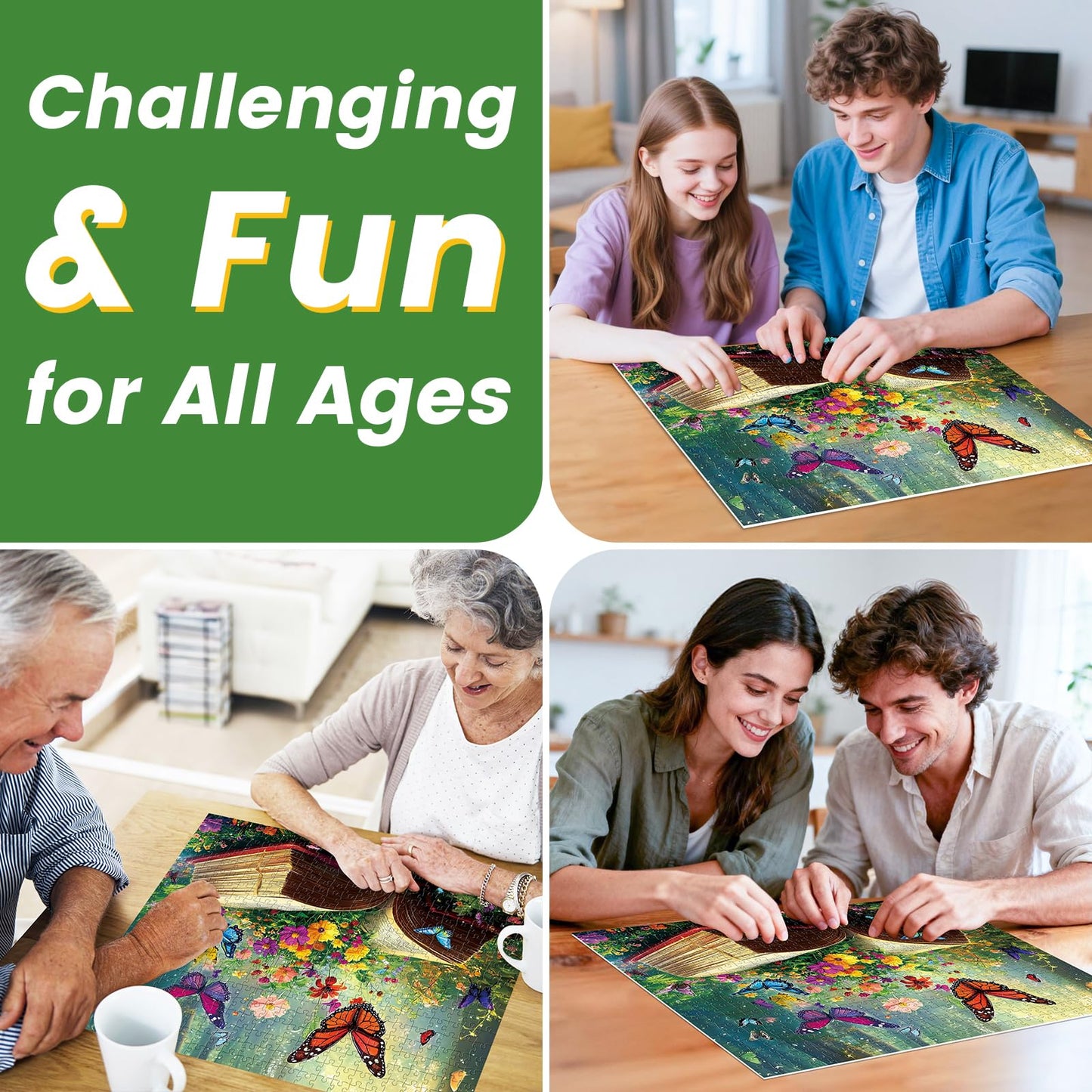 DAGIRT Flowers Book Puzzle 500 Pieces | Recycled Cardboard Jigsaw for Adults (20.5 x 15 in)