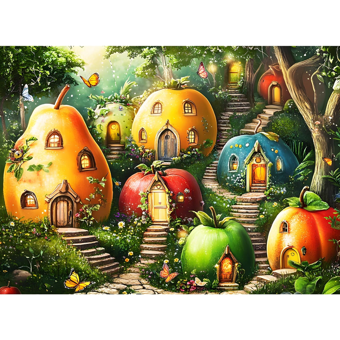 DAGIRT 300 Piece Puzzles for Adults – Whimsical Fruit House Garden Puzzle | 20.5×15 in