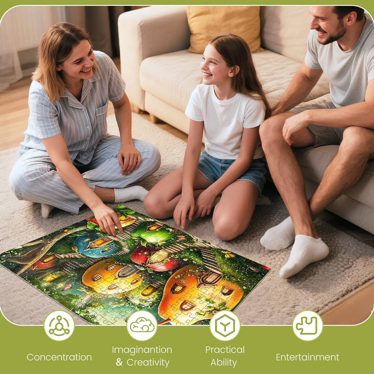DAGIRT 300 Piece Puzzles for Adults – Whimsical Fruit House Garden Puzzle | 20.5×15 in