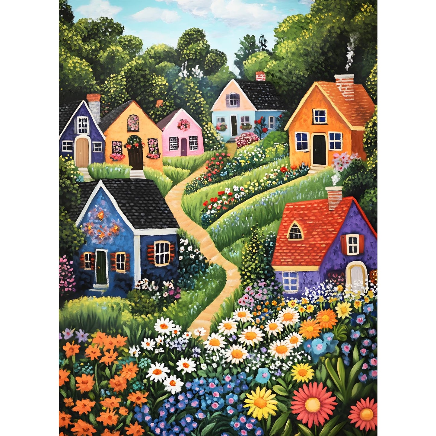 DAGIRT 300-Piece Puzzles for Adults – Idyllic Village & Blooming Garden