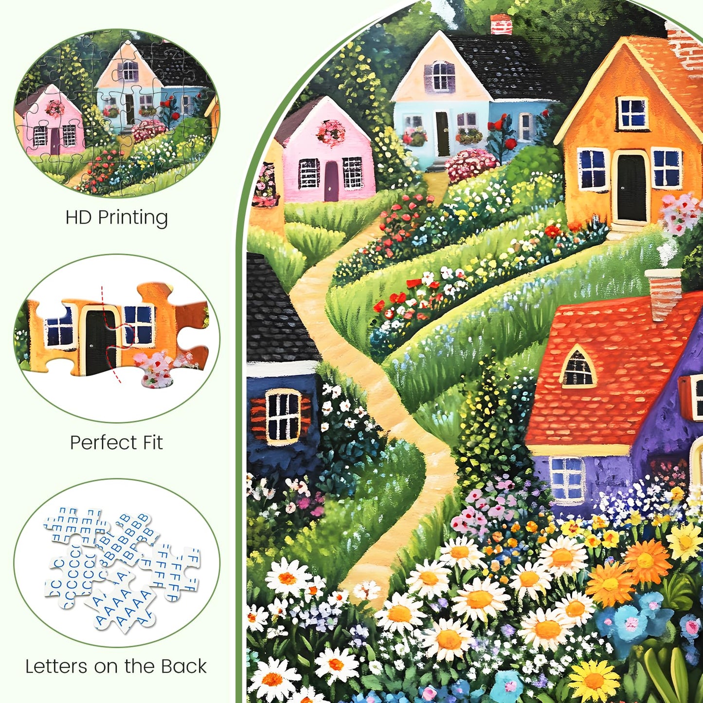 DAGIRT 300-Piece Puzzles for Adults – Idyllic Village & Blooming Garden