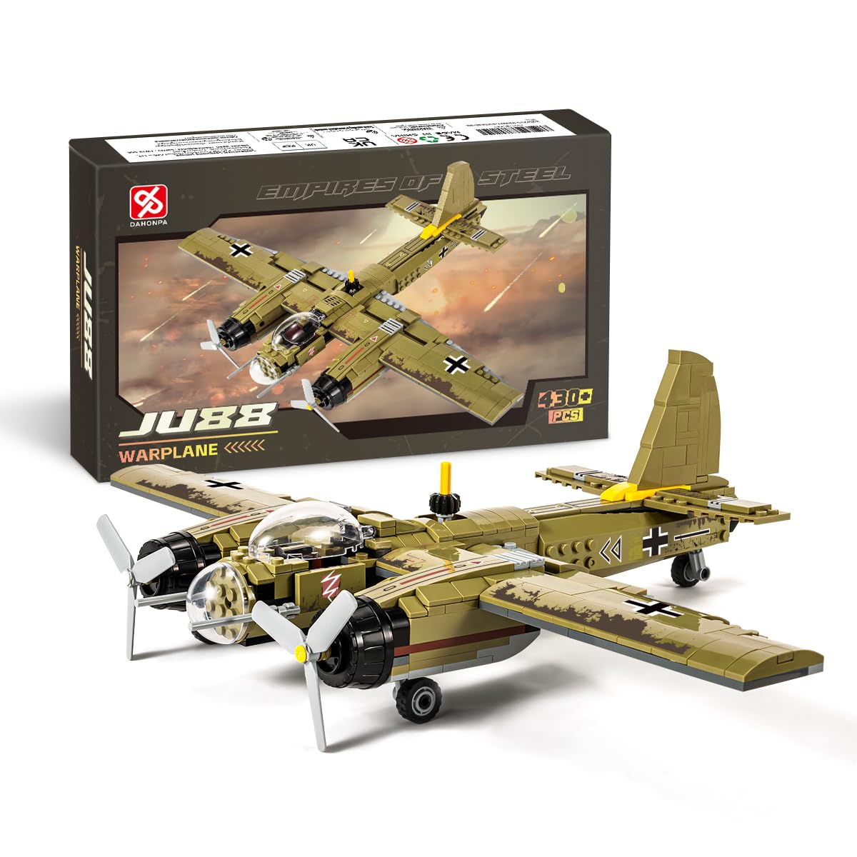 DAHONPA JU88 Bomber Plane Building Set – 430+ Pieces, German Junkers Model, Ideal Gift