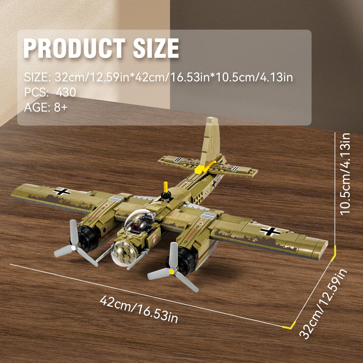 DAHONPA JU88 Bomber Plane Building Set – 430+ Pieces, German Junkers Model, Ideal Gift
