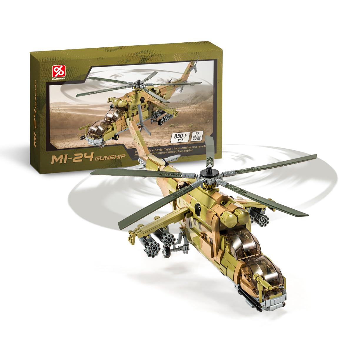DAHONPA MI-24S Helicopter Build Blocks Set - 850+ Pieces, STEM Toy & Gift
