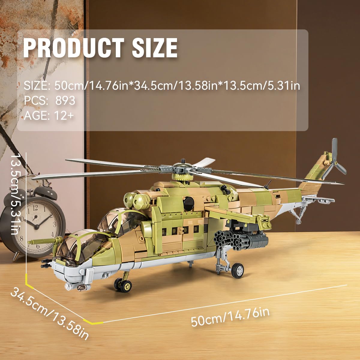 DAHONPA MI-24S Helicopter Build Blocks Set - 850+ Pieces, STEM Toy & Gift
