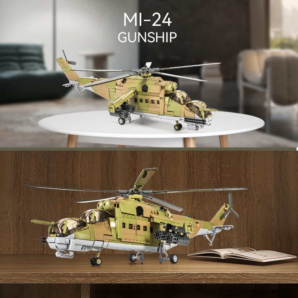 DAHONPA MI-24S Helicopter Build Blocks Set - 850+ Pieces, STEM Toy & Gift