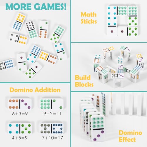 DAILYLIFE Mexican Train Dominoes Set | Double 12, 91 Tiles, Portable Aluminum Case