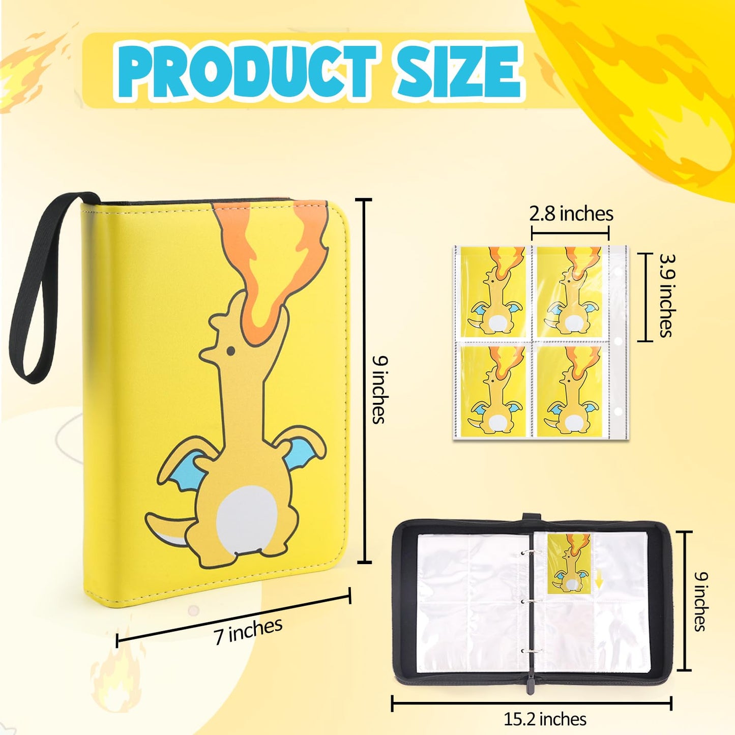 Daisiki Premium Trading Card Binder – 400 Pockets, 50 Removable Sleeves, Zippered Collection Binder