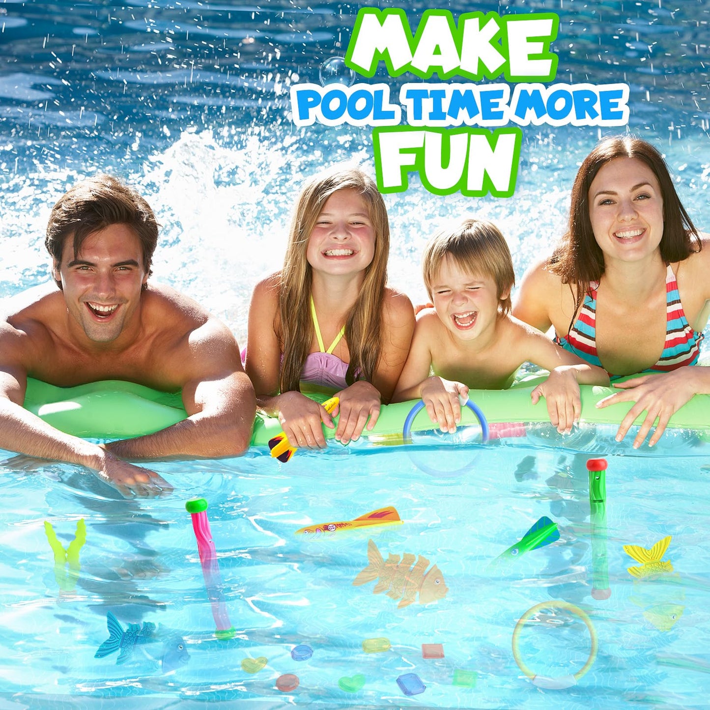 Daisiki Dive Rings Pool Toys – 26-Piece Set for Kids 4-8 | Sharks, Octopus & Torpedo