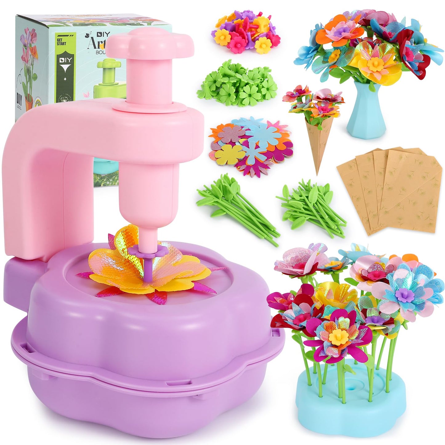 DAISRED Flower Craft Kit for Kids – DIY Flower Making Toy for Ages 4-9